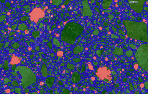 Concrete porosity after AI-assisted detection